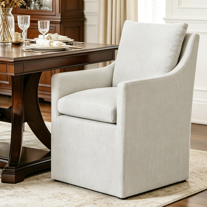 Modern Linen Upholstered Swivel Barrel Accent Chair