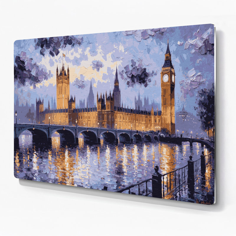 Art mural blanc en cités villes London, H 144 po x l 216 po x P 0,05 po