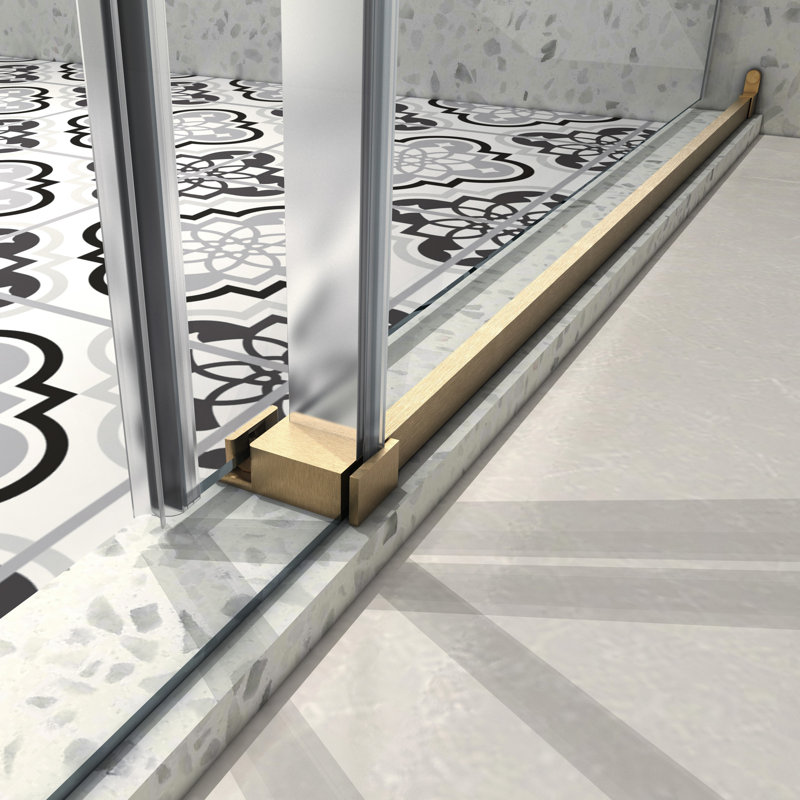 Brushed Gold Shower Door 6076 - Design, 70Mm 304 Stainless Steel Pulleys, Soft Closing, Nano Cleaning, -Proof Treatment , , Film For Bath