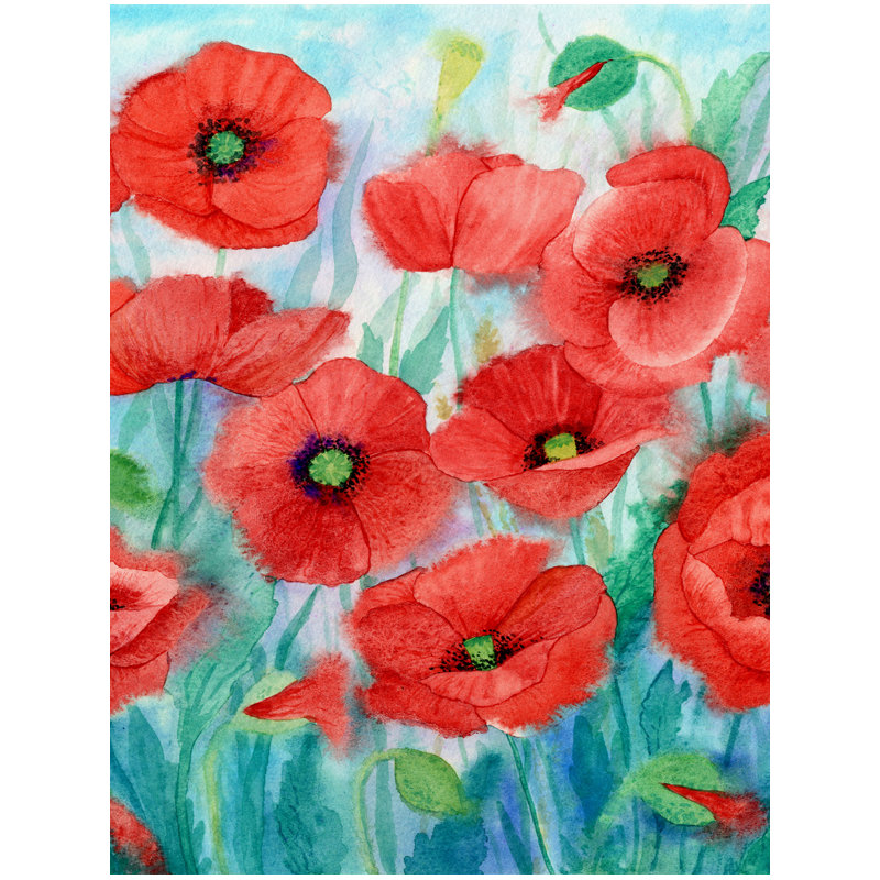 Drapeau de jardin Feroz Poppies, H 28 po x l 40 po