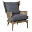 Lawrence Steel Blue Wood And Fabric Wingback Accent Chair