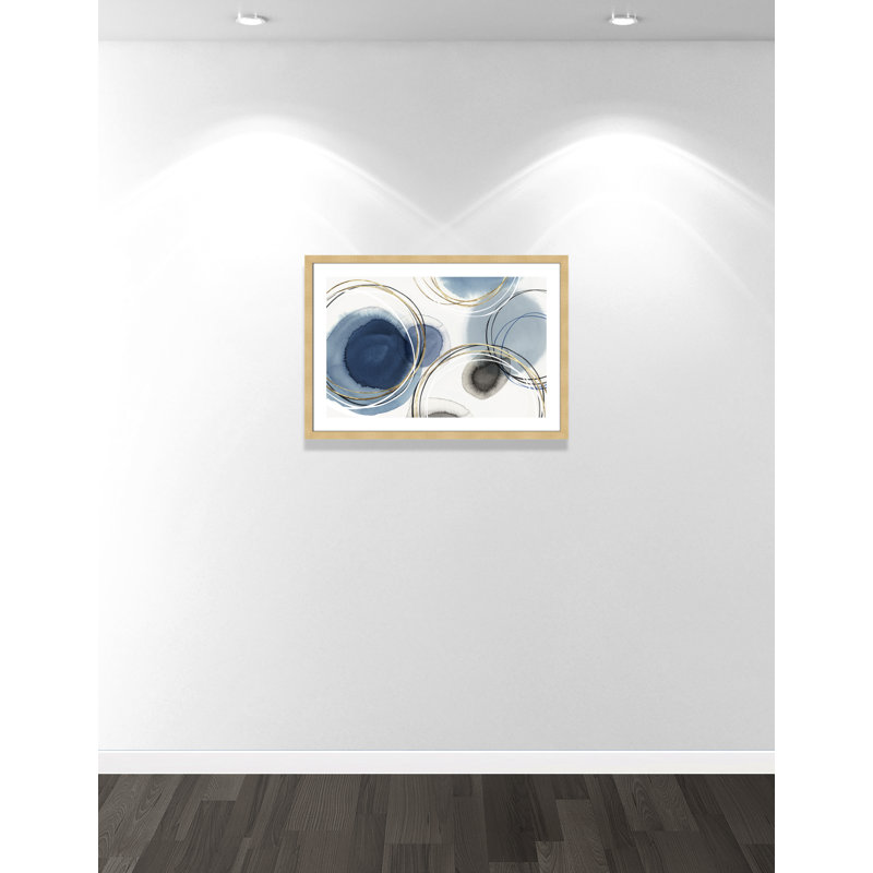 Infini indigo - Art encadré autoportant, H 13,5 po x l 32 po x P 2 po, Encadrement brun