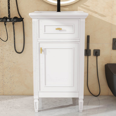 Ensemble de meuble-lavabo de salle de bain élégant de 20 pouces avec tablette flexible et tiroir de rangement inclinable