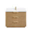 Meuble-lavabo simple autoportant 42 po Santarem gris cendré délavé avec comptoir en pierre de quartz blanc-121696743-121696744