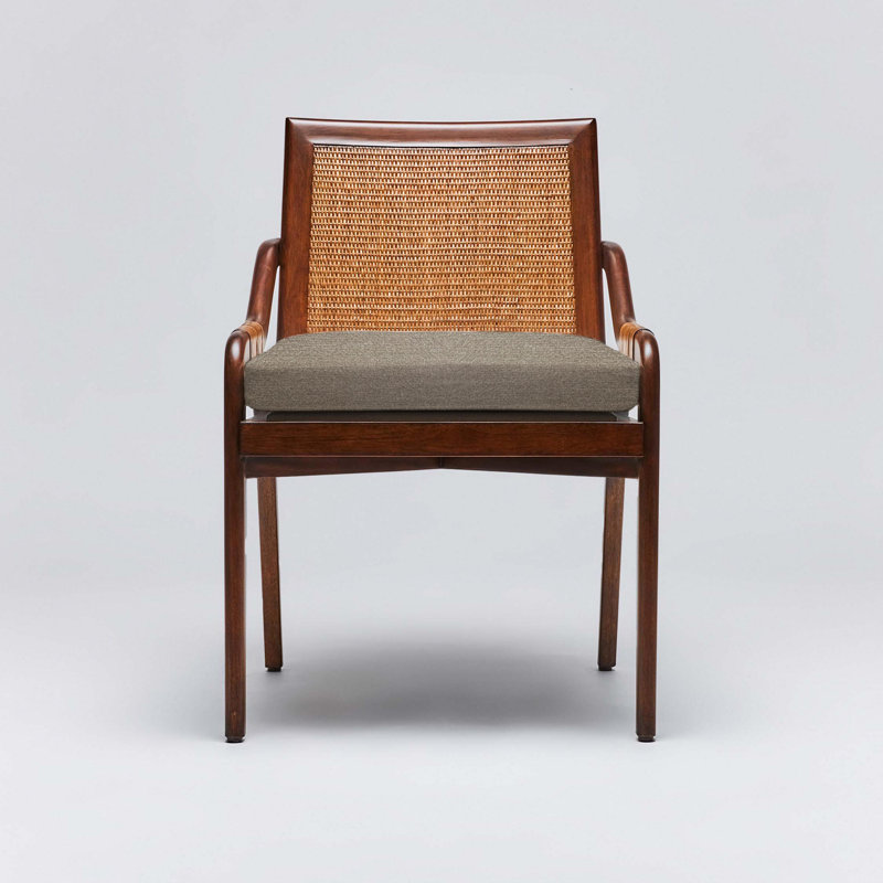 Delray Upholstered Arm Chair, Chestnut, Moss Tweed