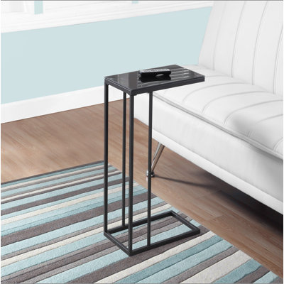Table d'appoint, en forme de C, bout, côté, collation, salon, chambre à coucher, verre trempé, métal, contemporain, moderne