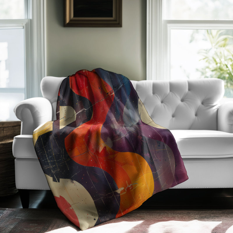 Violet rétro - couverture Sherpa de qualité supérieure 1 pièce, Grand lit