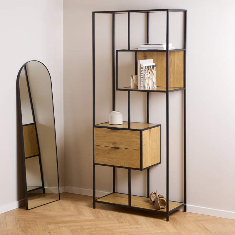 Aneita 185cm H x 77cm W Powder Coated Steel Standard Bookcase