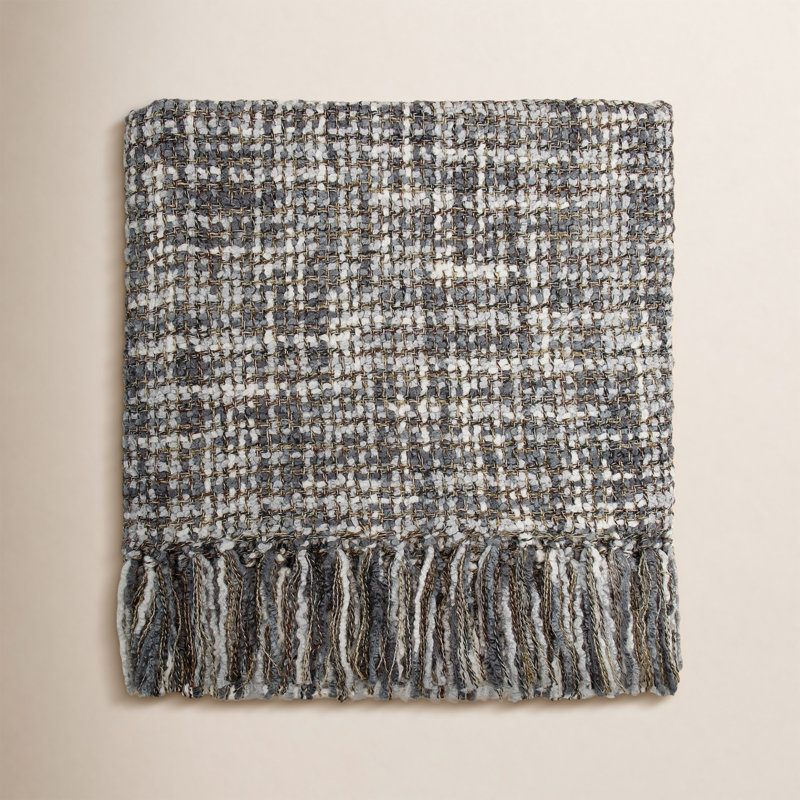 Waneka Machine Woven Throw Blanket, Charcoal