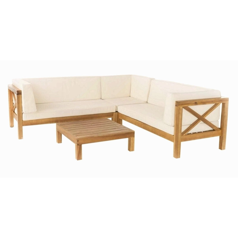 ENSEMBLE DE CANAPÉ 4 PIÈCES EN X, Beige, Brun