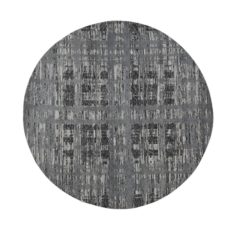 Zyera One-of-a-Kind Round 8'1" X 8'1" New Age Round Wool Area Rug Grey