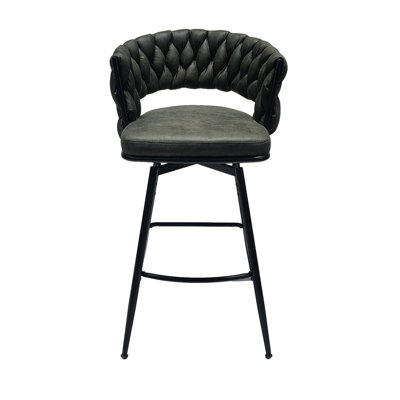 Tabourets de bar 28 po tissés (2), brun clair, construction pivotante à 360 °, tabouret de comptoir rembourré avec repose-pieds pour diverses exigences de 2 po pivotant, base en métal, dossier différent
