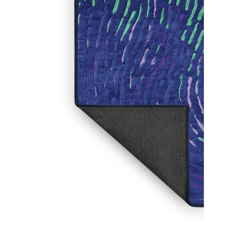 Tapis bleu soyeux et moelleux, Rectangle de 5 pi x 8 pi