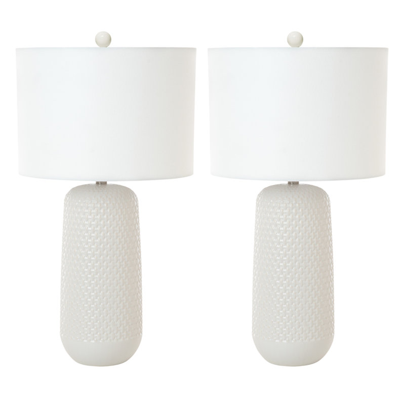 Marlin - Ensemble de 2 lampes de table en céramique 30 po - Finition blanche, Blanc
