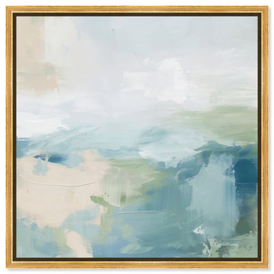 Turquoise Echoes I Canvas Abstract Print by Oliver Gal, Black Frame, 12 x 12