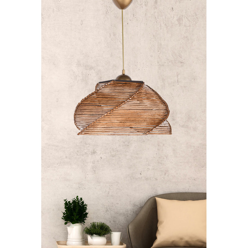 Lustre de style scandinave de couleur unie avec finition antique, 25,6 po x 25,6 po x 7,1 po | Corps en bois, imitation bouchon de bambou, douille E27 de 40 W maximum | Éclairage élégant pour le décor du salon et de la salle à manger