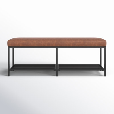 Dyer Faux Leather Upholstered Bench with Shelves