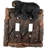Ebros  Set Of 2 Novelty Woodland Rustic Forest Black Bear By Rustic Tree Bark Electrical Wall Li