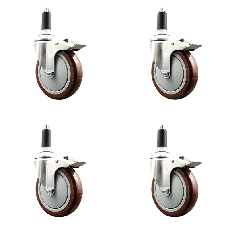 Jeu de roulettes extensibles en poly, Marron, H 5 po x l 5 po