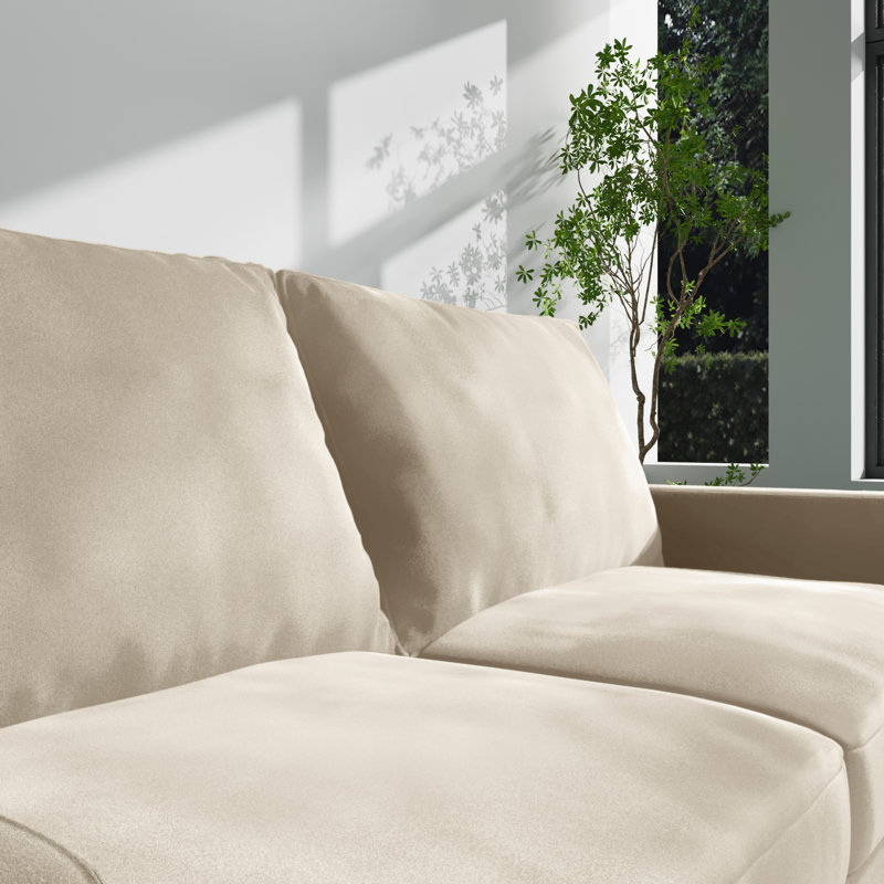 Markham Square Arm Sofa Loveseat, Beige Velvet, 33" H x 58" W x 32" D