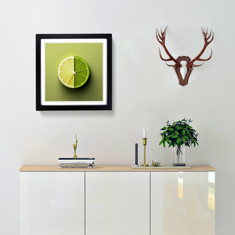 Lime Fruit Minimalism - Framed Print, Black