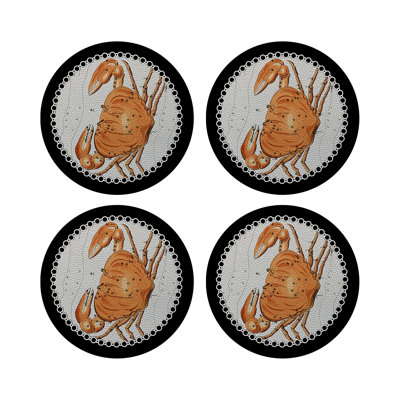 Zodiac Cancer Vegan Leather Round Pebble Placemat
