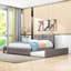 Grand lit plateforme tapissier à 2 tiroirs Carlitha avec lit gigogne simple TG-1266016259