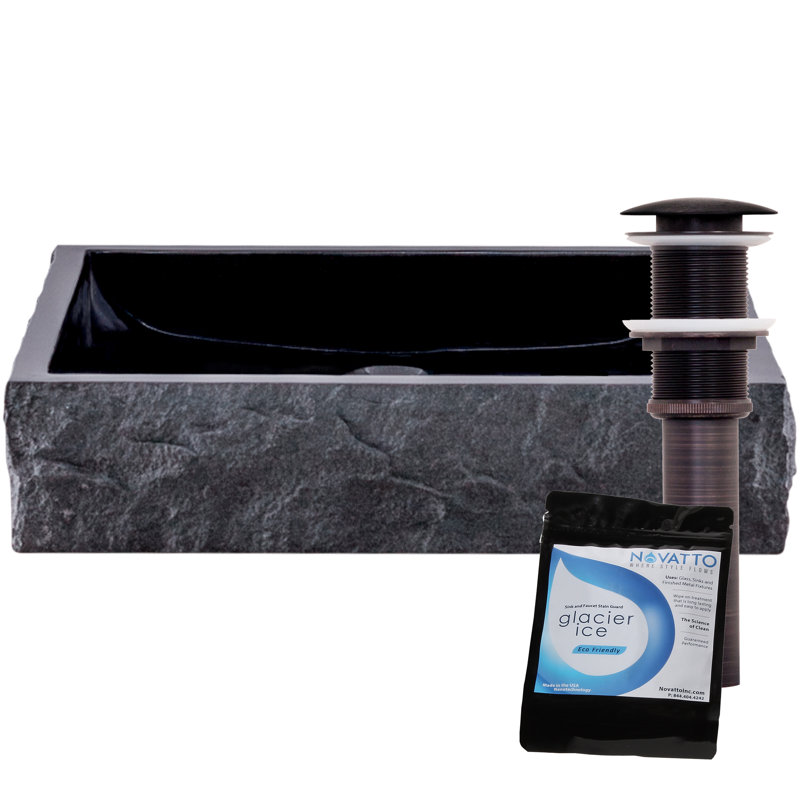 Novatto 18'' Granite Square Bathroom Sink, Oil Rubbed Bronze