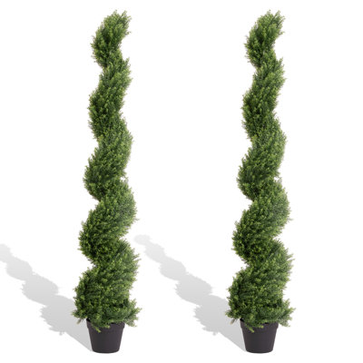 Artificial Potted Spiral Cedar Topiary