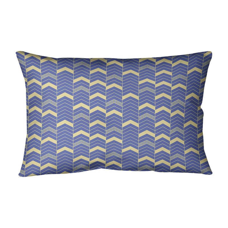 Coussin Rhonda, H 14 po x l 20 po, Bleu/jaune, Pas de bourre