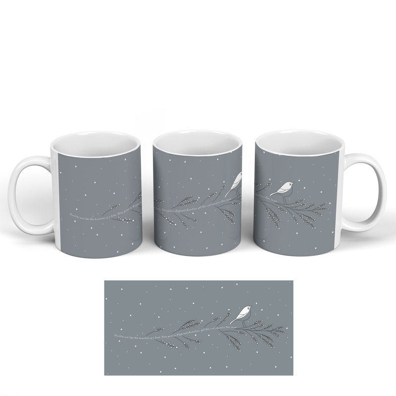 Families Robin Line Illustration Christmas Ceramic Classic Mug