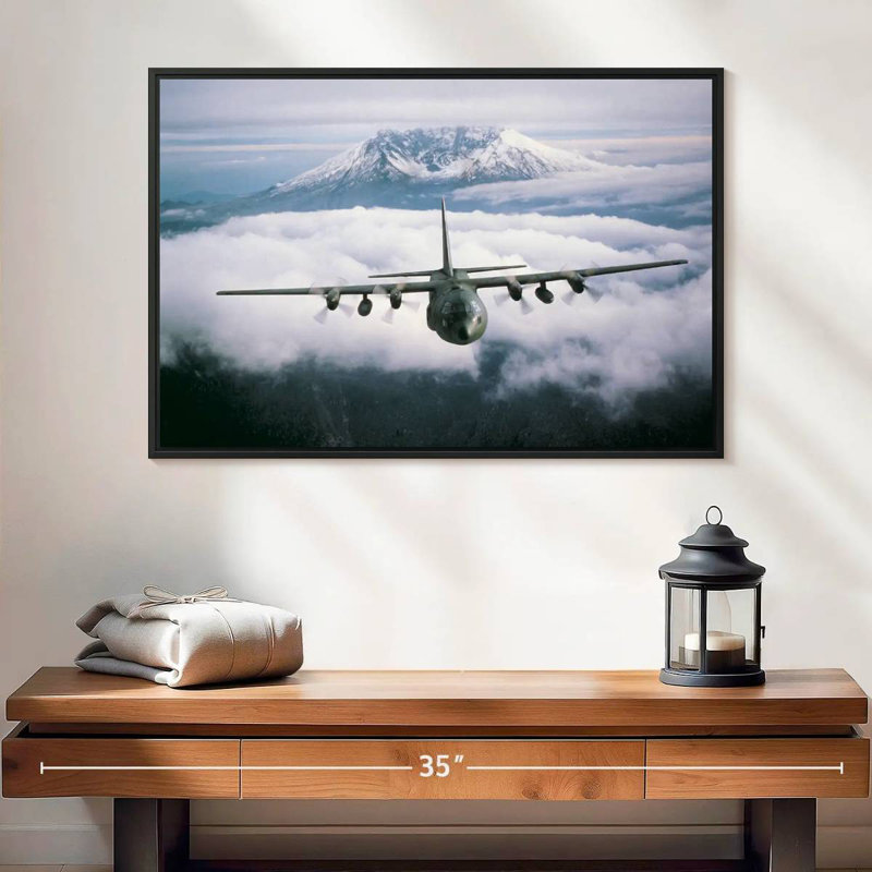 Avion militaire, 25 po x 17 po, Cadre flottant noir