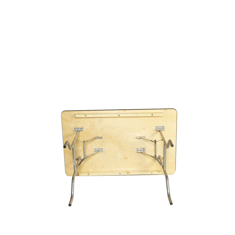 48-Inch Natural Birch Wood Rectangle Folding Table with Metal Edge