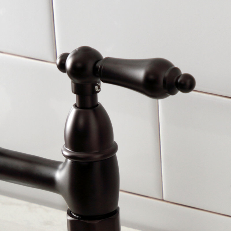 Kingston Brass Heritage Two-Handle 2-Hole Deck Mount Bridge Kitchen Faucet, Oil Rubbed Bronze