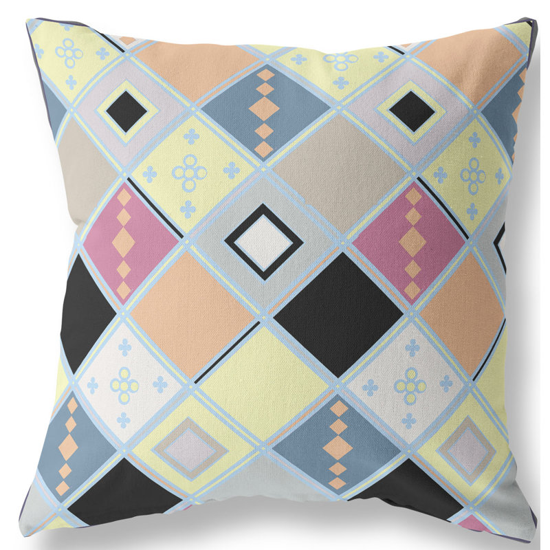  Housse et insert de coussin extérieur d'extérieur, 26 po x 26 po, Jaune / rose