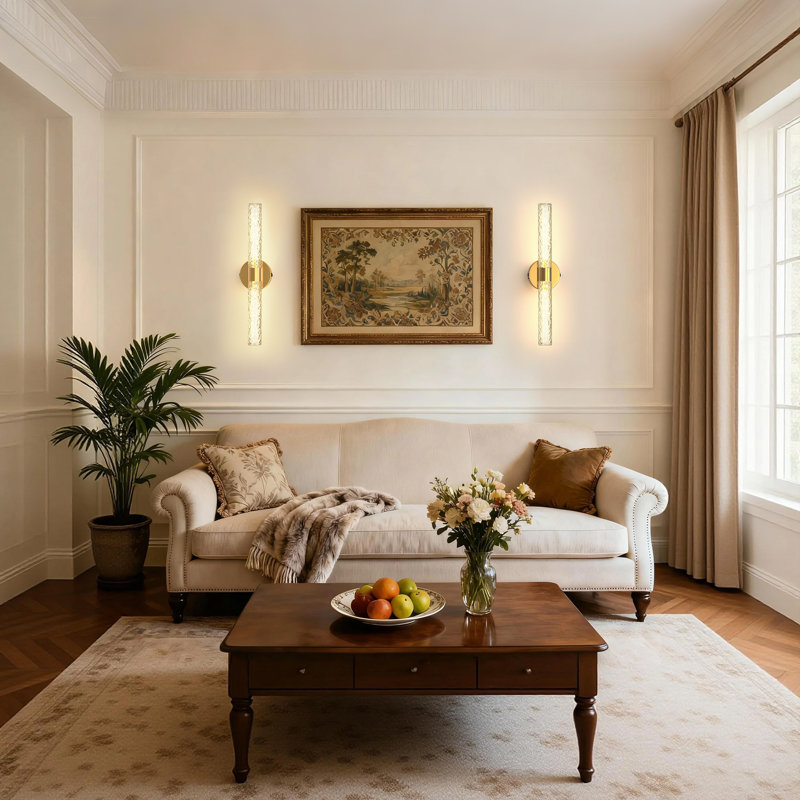 21 In. 2-Light Glass Armed Wall Sconce Hardwired Wallchiere Wall Light, Gold