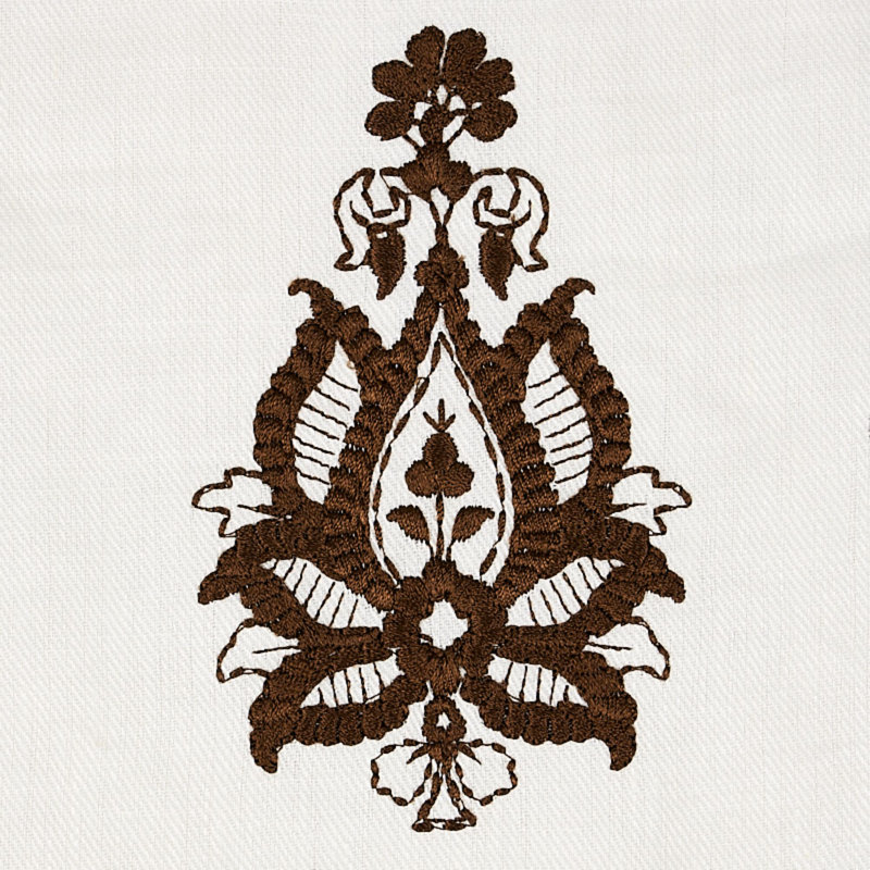 Tissu de broderie en lin Jaipur, Marron