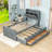 Wood Bed with Storage Headboard,Outlets,Twin Trundle and Three Drawers-1059817227-1059817228