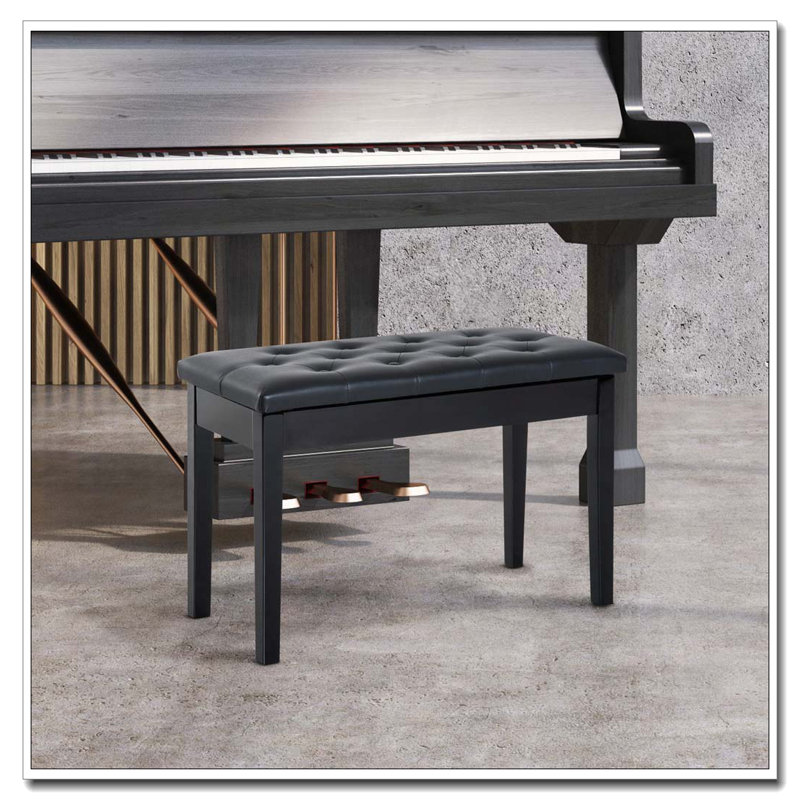 Banquette de piano capitonnée à boutons capitonnée, Noir