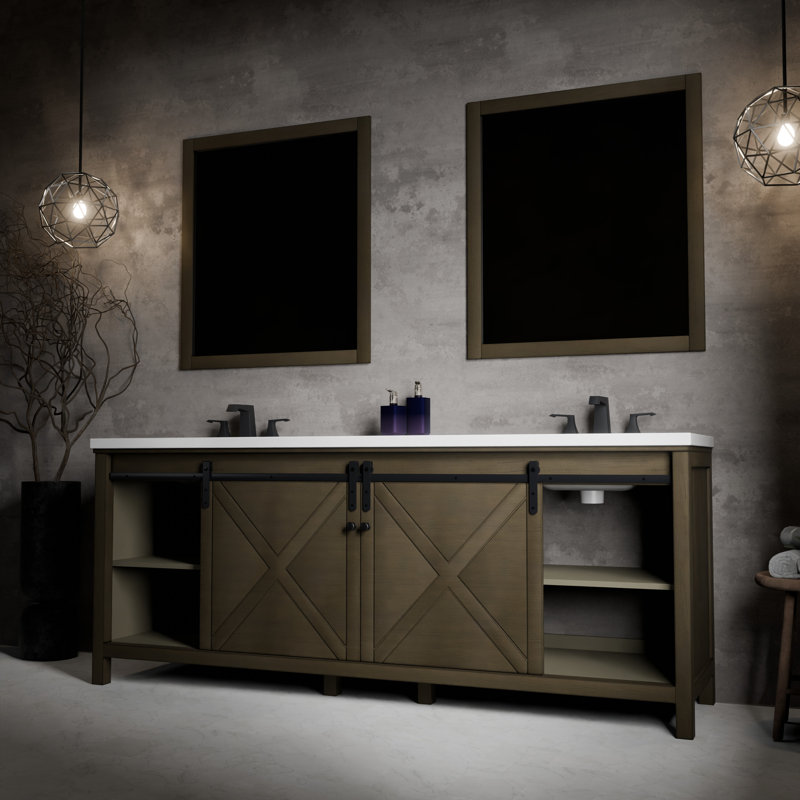 Marsyas 84 in W x 22 in D Double Bath Vanity, Rustic Brown