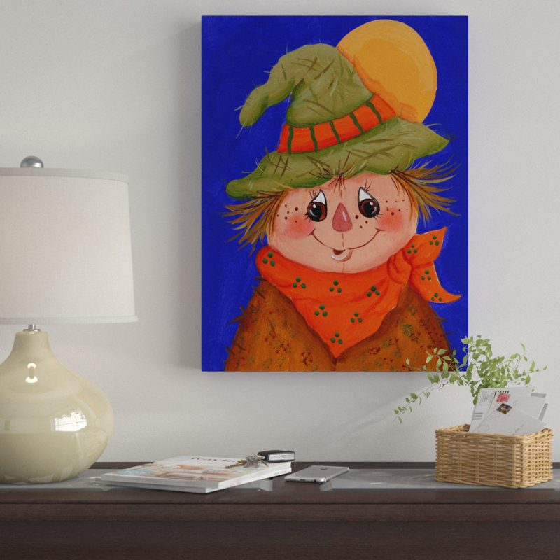 «Scarecrow and Orange Moon», art sur toile, H 19 po x l 14 po x P 2 po