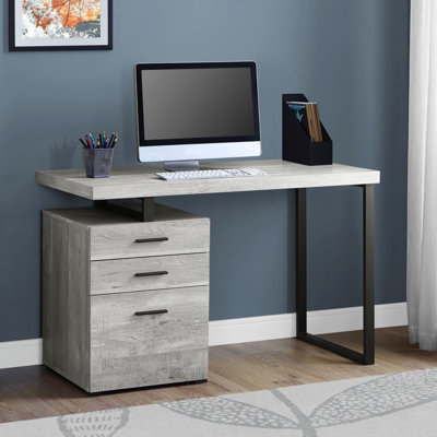 Bureau d'ordinateur, bureau personnel, ordinateur portable, installation à gauche, à droite, tiroirs de rangement, L 48 po, travail, stratifié, métal, contemporain, moderne