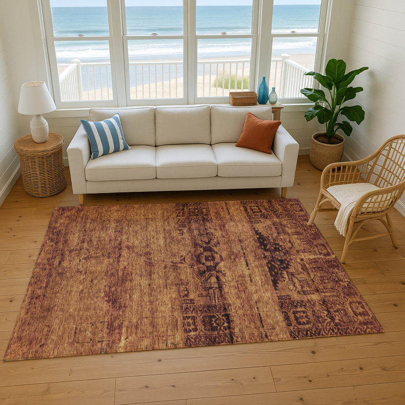 Premium Machine Washable Lampkins AMF1647 Global Rug, Rectangle 8' x 10'