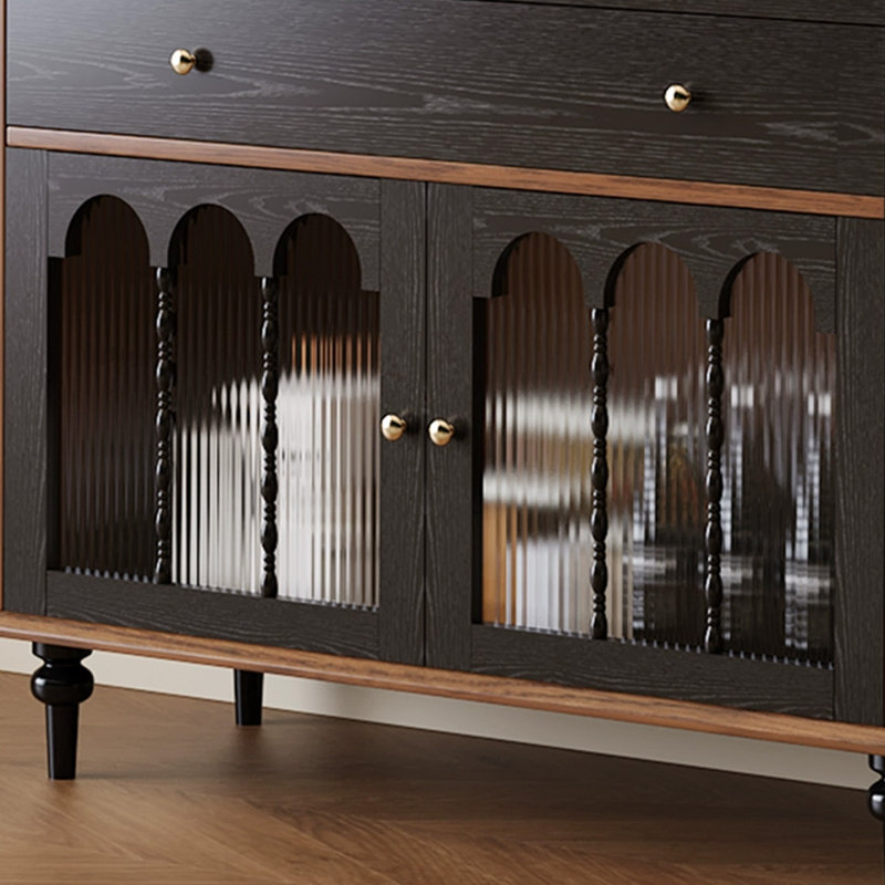Retro Black Solid Wood Accent Cabinet, 39.37" H x 35.43" W x 15.75" D