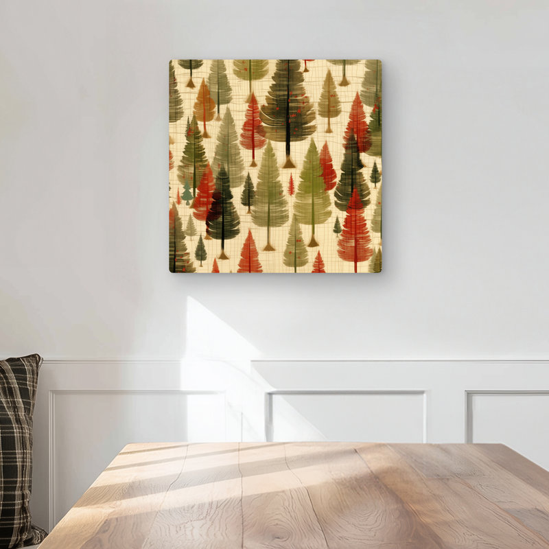 Fir Trees Pattern - Orange Metal Print for Home Decor