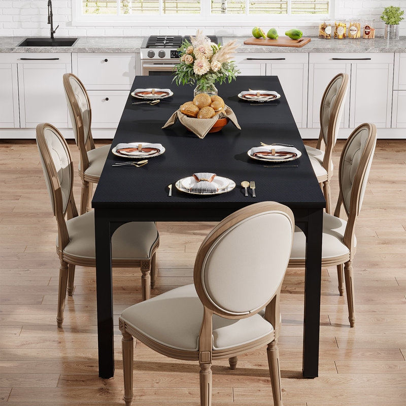 Frodeen Rectangular Large Long Dining Table, Black, Black