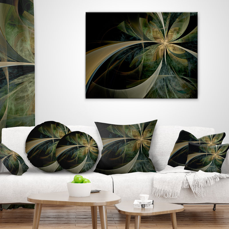 Oreiller symétrique à motif fractal, 18 po x 18 po, Coussin décoratif