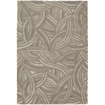 Lefler Authentic Hand-Tufted Handmade Brown, Beige & Ivory Modern Abstract Swirl Mixed Texture Wool & Polyester Area Rug