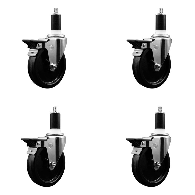 Ensemble de roulettes extensibles pivotantes Phœnol 1-3 / 8 pouces avec frein SCC