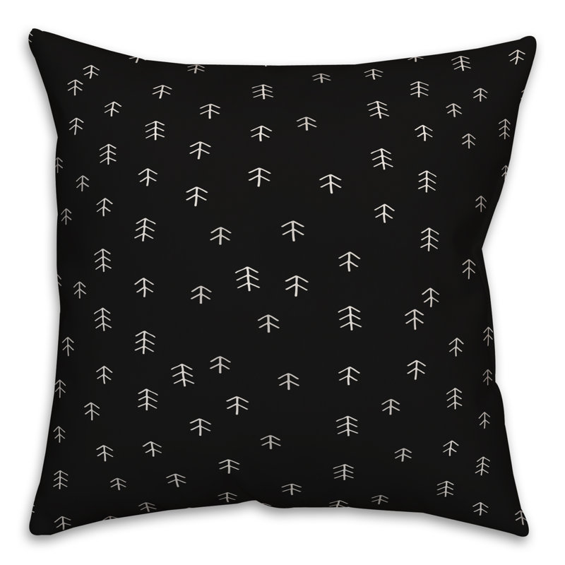 Polka Dots Reversible Throw Pillow, 16" x 16", Black Geometric 3